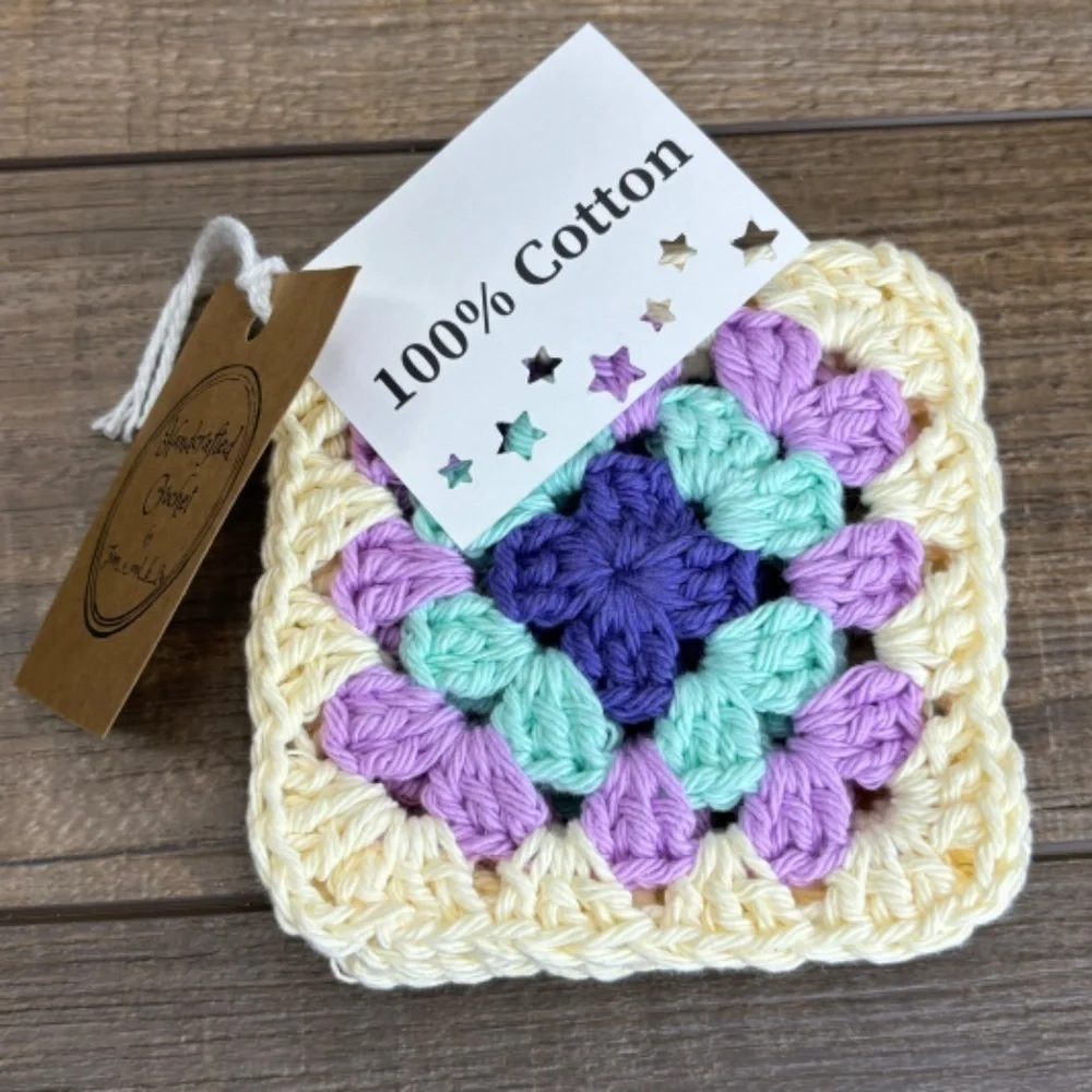 Granny Square Cup Mug Coasters Set of 4 Handcrafted Crochet‎ Cotton